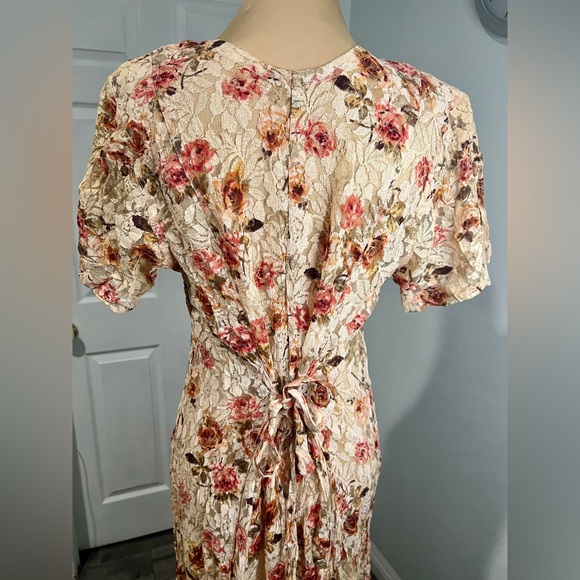 Vintage SHEER LACE Romantic Floral Cottagecore Fairy Victorian Festival Dress - Picture 3 of 11